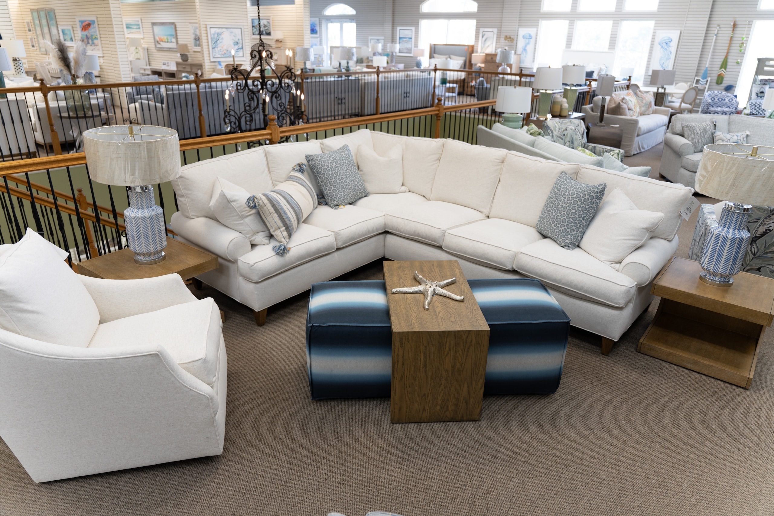 Shore House Furniture two story showroom in Panama City Beach Florida on Back Beach Road